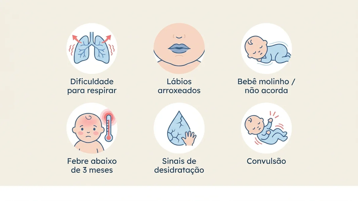 Sinais de urgência em bebê que indicam ir ao pronto-socorro imediatamente.